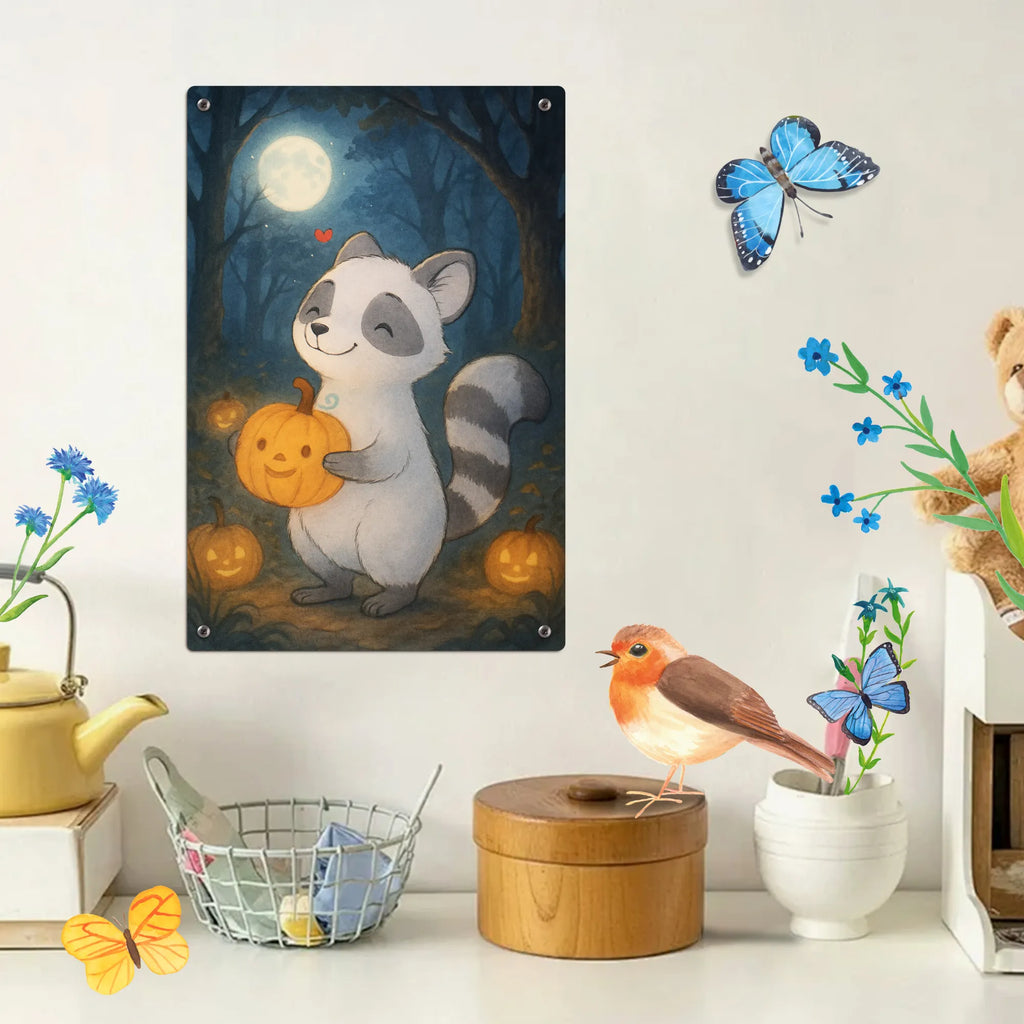 Malen nach Zahlen Metallschild Waschbär Kürbis Design Malen, Kunstwerk, Baseln, DIY, Bastelidee, Kreativität, Ausmalbild, Malen nach Zahlen, Künstler, Halloween, Deko, Martinssingen, Dekoration, Geschenke, Schenken, Waschbär, Kürbis, Halloween Deko, Süßes sonst gibt's saures, Trick or Treat