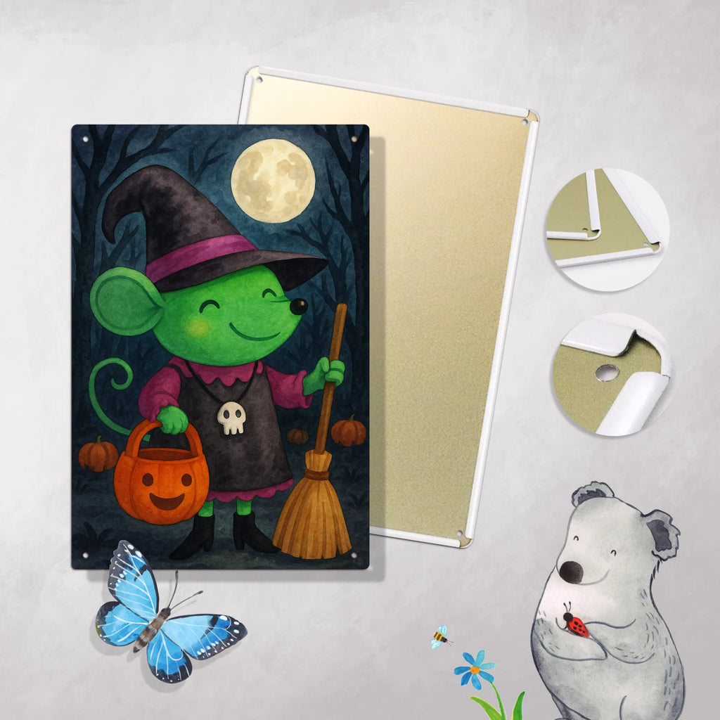 Malen nach Zahlen Metallschild Maus Hexe Design Baseln, Kunstwerk, DIY, Künstler, Kreativität, Bastelidee, Malen nach Zahlen, Ausmalbild, Malen, Halloween, Deko, Martinssingen, Dekoration, Geschenke, Schenken