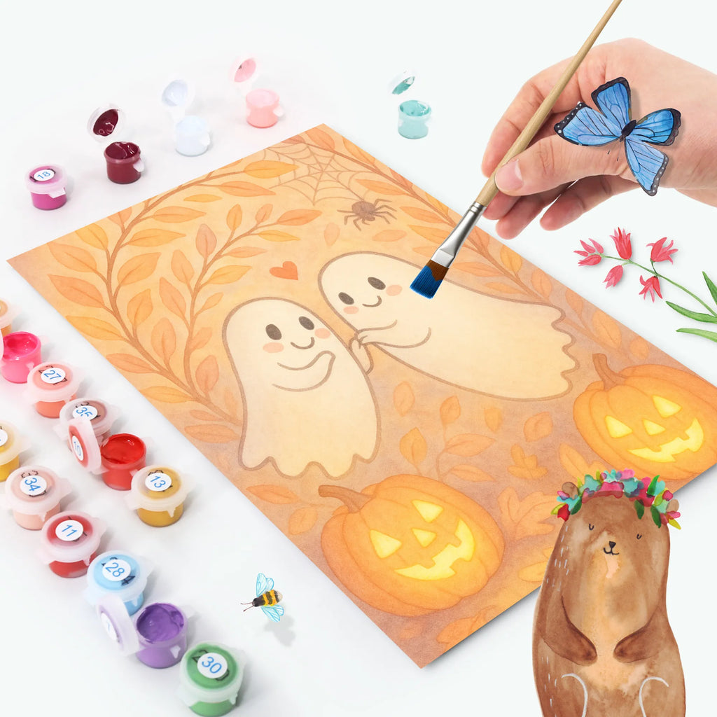 Malen nach Zahlen Gespenster  Liebe  Design Kunstwerk, Malen nach Zahlen, Malen, Kreativität, Baseln, Künstler, Ausmalbild, Bastelidee, DIY, Halloween, Deko, Martinssingen, Dekoration, Geschenke, Schenken, Gespenst, Verliebt, Paar