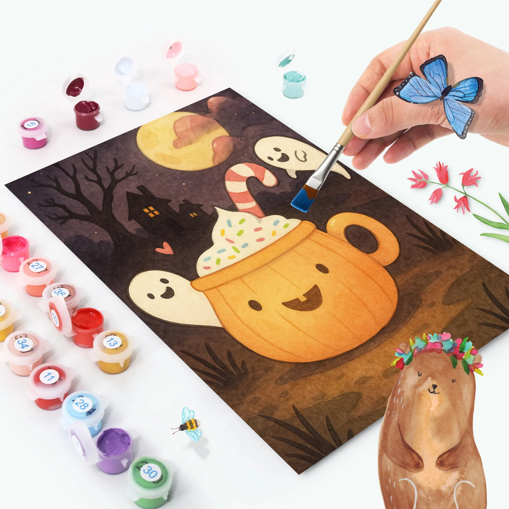 Malen nach Zahlen Kaffee Gespenst Design Kunstwerk, Malen nach Zahlen, Ausmalbild, Baseln, DIY, Malen, Künstler, Bastelidee, Kreativität, Halloween, Deko, Martinssingen, Dekoration, Geschenke, Schenken, Halloween Deko, Süßes sonst gibt's saures, Pumpkin spiced Latte, Kaffee, Gespenst, Trick or Treat