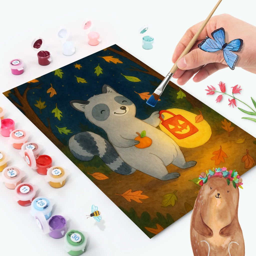 Paint by Numbers Raccoon Lantern Design Ausmalbild, Malen, DIY, Kunstwerk, Kreativität, Baseln, Malen nach Zahlen, Künstler, Bastelidee, Halloween, Deko, Martinssingen, Dekoration, Geschenke, Schenken, Süßes sonst gibt's saures, Waschbär, Halloween Deko, Laterne, Trick or Treat, Herbst