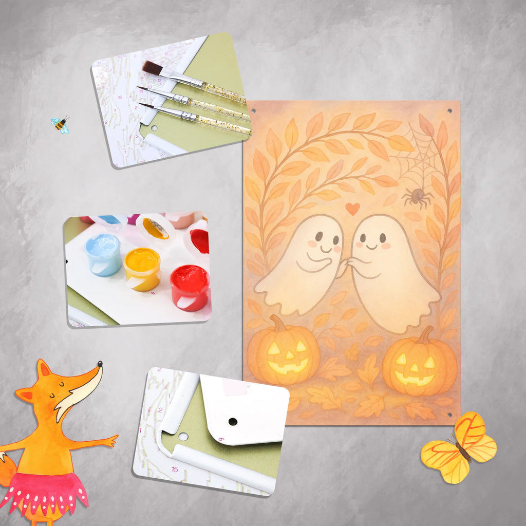 Malen nach Zahlen Metallschild Gespenster  Liebe  Design DIY, Kunstwerk, Ausmalbild, Baseln, Künstler, Malen nach Zahlen, Kreativität, Malen, Bastelidee, Halloween, Deko, Martinssingen, Dekoration, Geschenke, Schenken, Gespenst, Paar, Verliebt