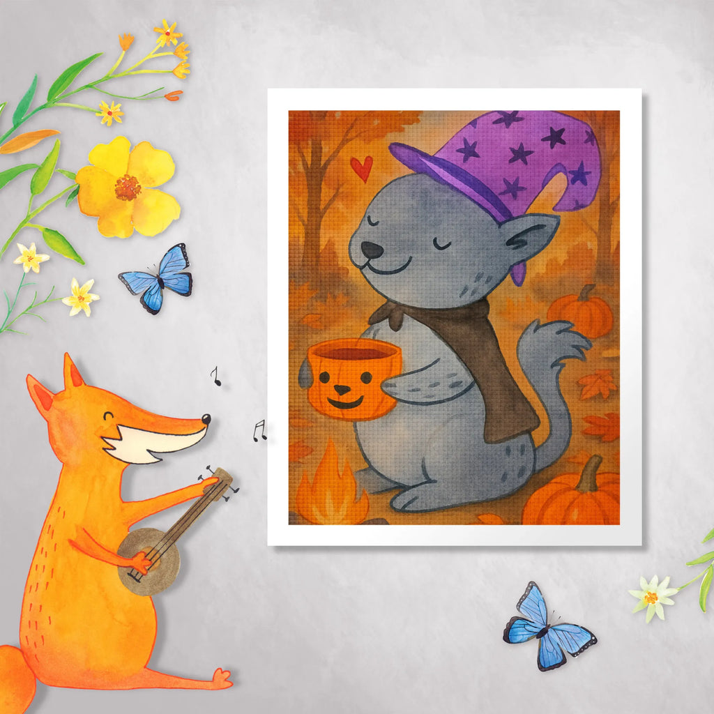 Obraz diamentowy Kot Kawa Design Halloween, dekoracje, Martinssingen, dekoracja, prezenty, dawanie