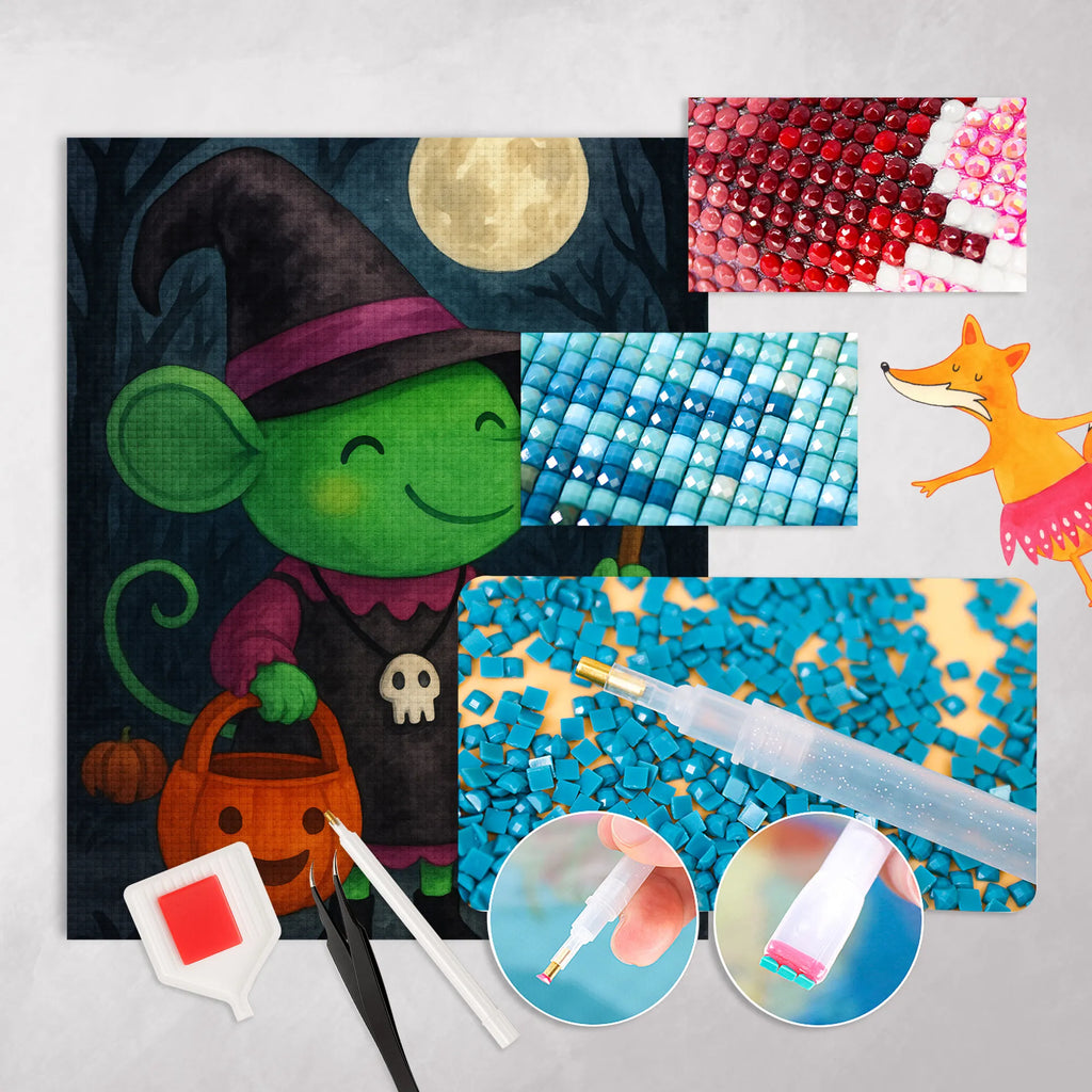 Obraz diamentowy mysz Czarownica Design Halloween, dekoracje, Martinssingen, dekoracja, prezenty, dawanie