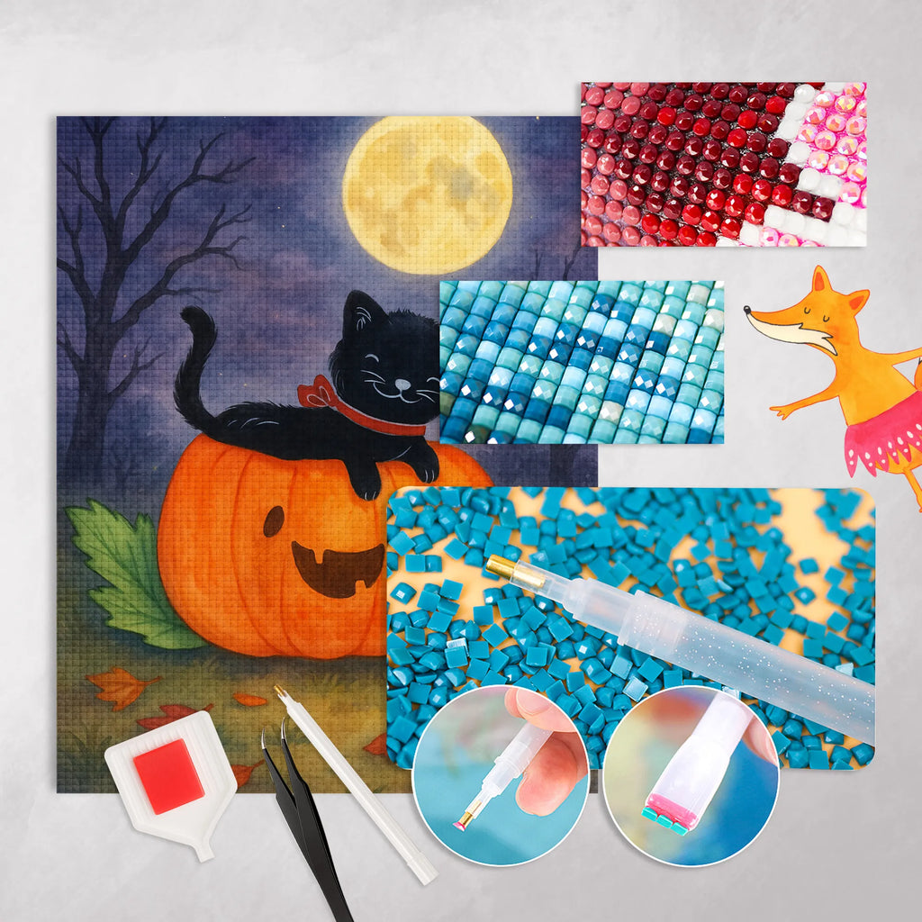 Diamond Painting Black Cat Design Halloween, decoration, Martin singing, decor, gifts, giving