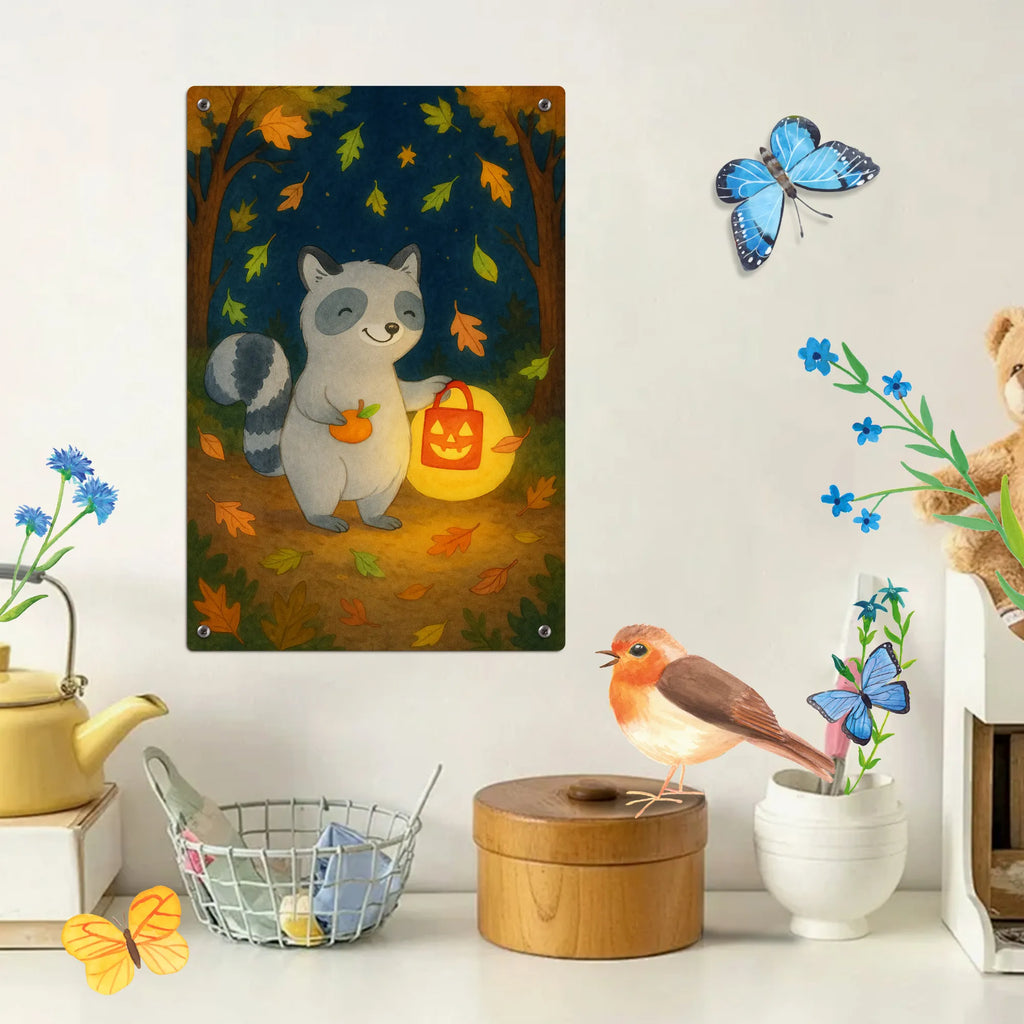 Malen nach Zahlen Metallschild Waschbär Laterne Design Ausmalbild, Baseln, DIY, Kunstwerk, Künstler, Kreativität, Malen, Bastelidee, Malen nach Zahlen, Halloween, Deko, Martinssingen, Dekoration, Geschenke, Schenken, Süßes sonst gibt's saures, Laterne, Waschbär, Halloween Deko, Trick or Treat, Herbst