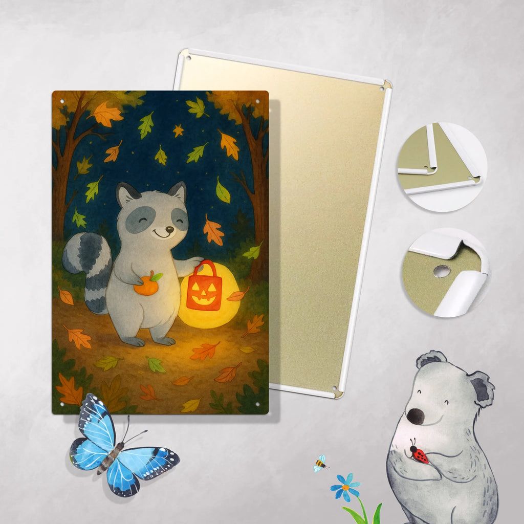 Malen nach Zahlen Metallschild Waschbär Laterne Design Ausmalbild, Baseln, DIY, Kunstwerk, Künstler, Kreativität, Malen, Bastelidee, Malen nach Zahlen, Halloween, Deko, Martinssingen, Dekoration, Geschenke, Schenken, Süßes sonst gibt's saures, Laterne, Waschbär, Halloween Deko, Trick or Treat, Herbst