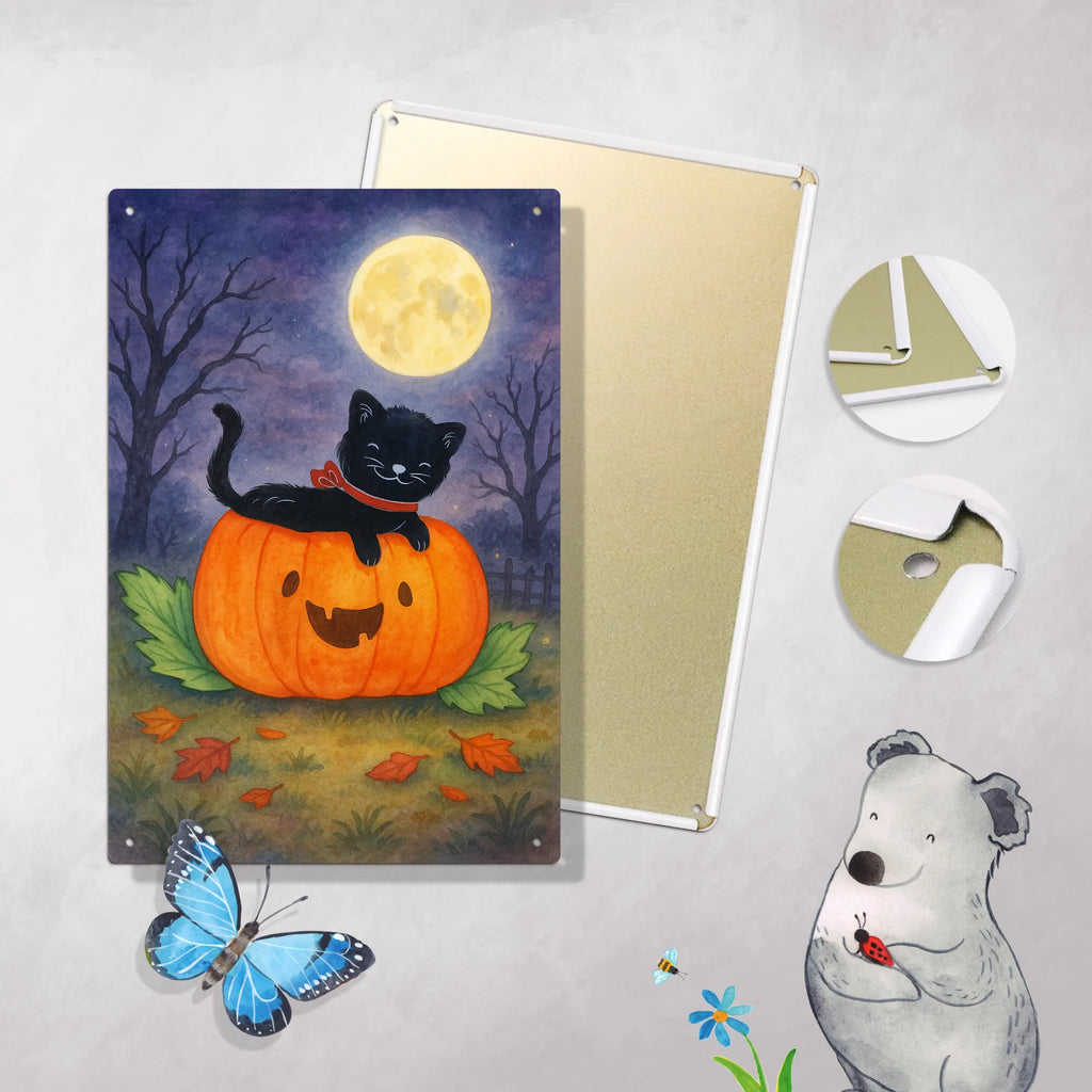 Malen nach Zahlen Metallschild Schwarze Katze Design Baseln, Kunstwerk, Malen, DIY, Bastelidee, Kreativität, Malen nach Zahlen, Künstler, Ausmalbild, Halloween, Deko, Martinssingen, Dekoration, Geschenke, Schenken