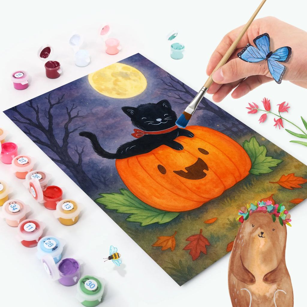 Malen nach Zahlen Schwarze Katze Design Künstler, Kunstwerk, Kreativität, DIY, Malen nach Zahlen, Malen, Baseln, Ausmalbild, Bastelidee, Halloween, Deko, Martinssingen, Dekoration, Geschenke, Schenken