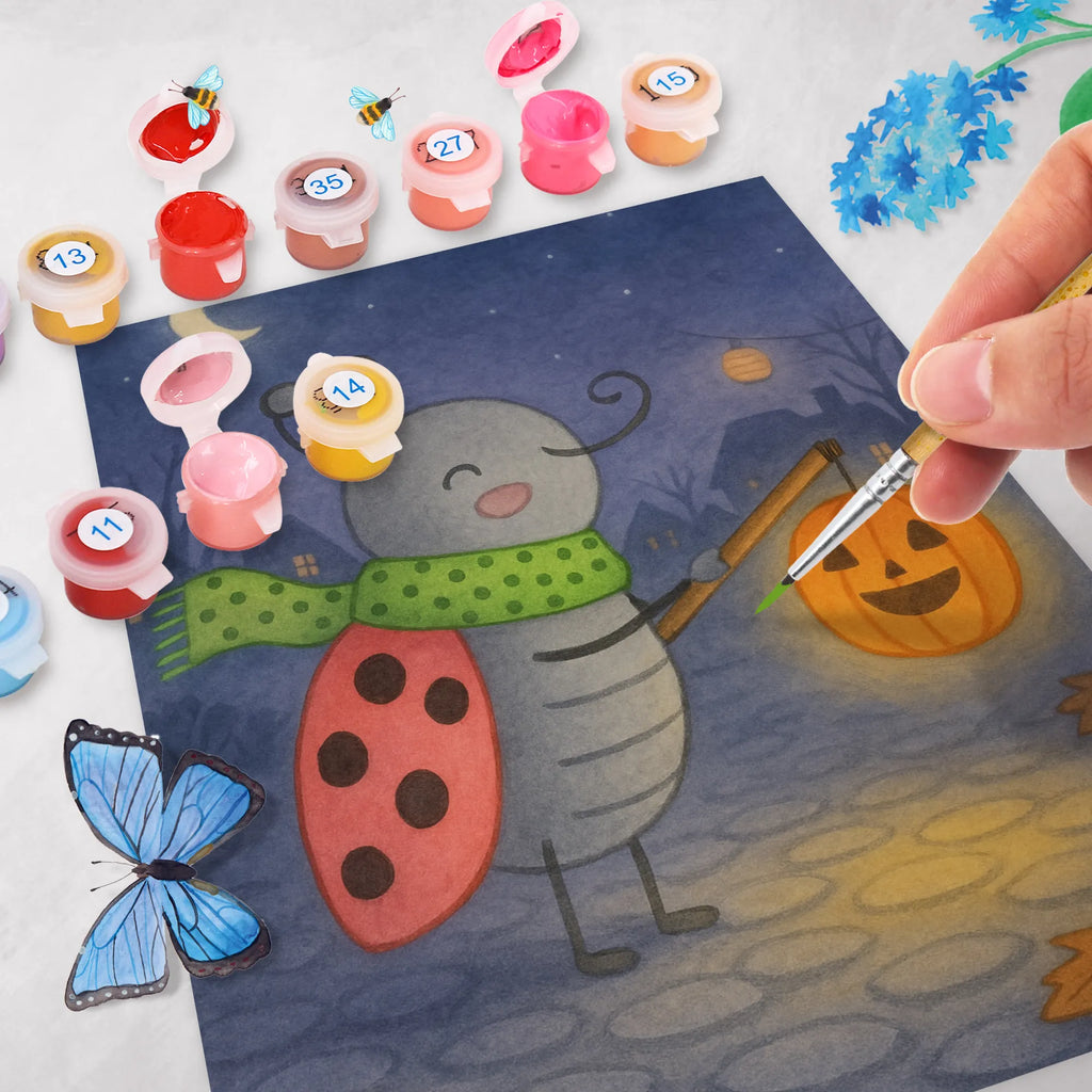 Malen nach Zahlen Smörle Laterne Design DIY, Künstler, Baseln, Malen nach Zahlen, Bastelidee, Ausmalbild, Kunstwerk, Kreativität, Malen, Halloween, Deko, Martinssingen, Dekoration, Geschenke, Schenken, Marienkäfer, Laterne, Herbst