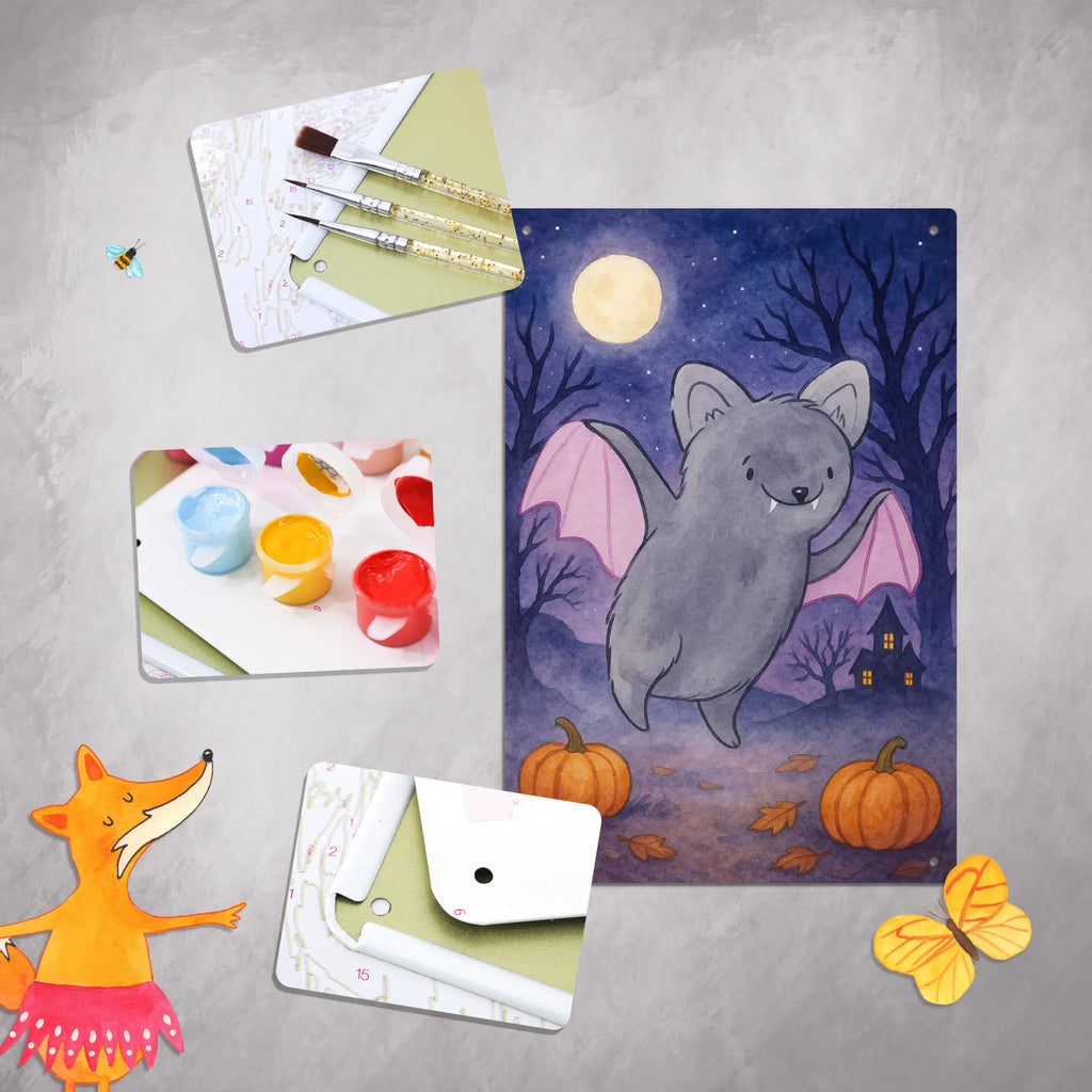 Malen nach Zahlen Metallschild Fledermaus Erschrecken Design Künstler, Malen, Bastelidee, Kreativität, Ausmalbild, DIY, Baseln, Kunstwerk, Malen nach Zahlen, Halloween, Deko, Martinssingen, Dekoration, Geschenke, Schenken