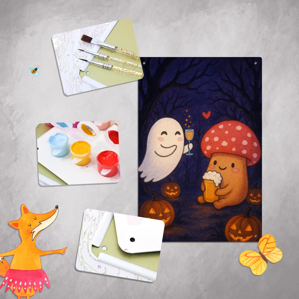 Paint by Numbers Metal Sign Ghost Cheers Design Halloween, decoration, Martin singing, decor, gifts, giving