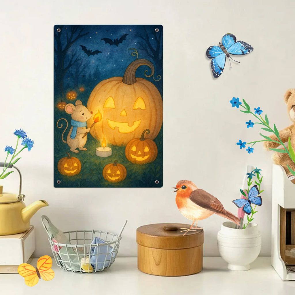 Malen nach Zahlen Metallschild Kürbis Maus Design Bastelidee, Baseln, Malen, Kunstwerk, Künstler, Ausmalbild, Kreativität, Malen nach Zahlen, DIY, Halloween, Deko, Martinssingen, Dekoration, Geschenke, Schenken, Trick or Treat, Kürbis, Süßes sonst gibt's saures, Kerzen, Halloween Deko, Maus