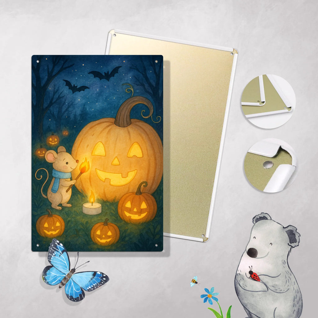 Malen nach Zahlen Metallschild Kürbis Maus Design Bastelidee, Baseln, Malen, Kunstwerk, Künstler, Ausmalbild, Kreativität, Malen nach Zahlen, DIY, Halloween, Deko, Martinssingen, Dekoration, Geschenke, Schenken, Trick or Treat, Kürbis, Süßes sonst gibt's saures, Kerzen, Halloween Deko, Maus