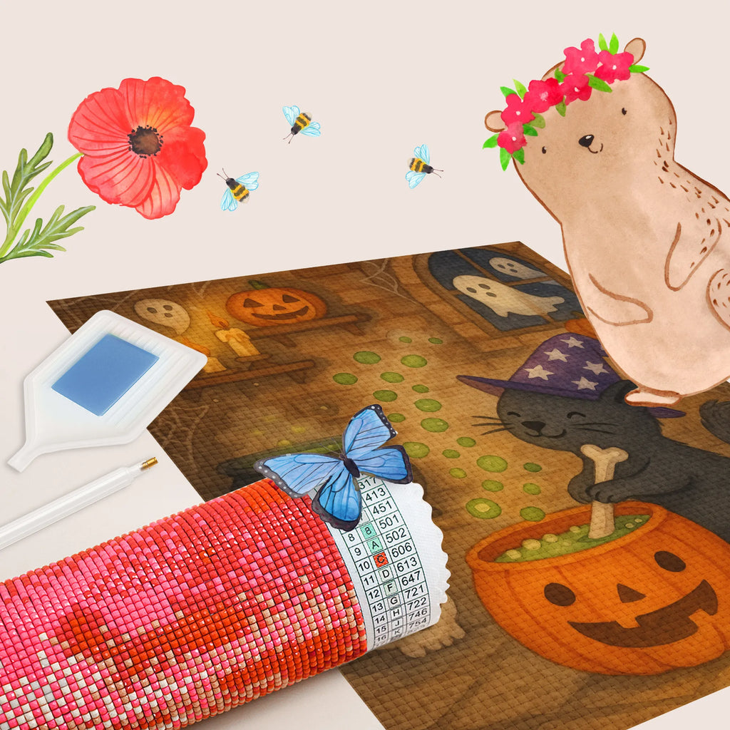 Obraz diamentowy kocur kocioł czarownic Design Halloween, dekoracje, Martinssingen, dekoracja, prezenty, dawanie