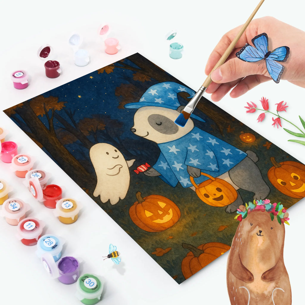 Malen nach Zahlen Panda Zauberer Design Bastelidee, Baseln, Malen nach Zahlen, DIY, Malen, Ausmalbild, Künstler, Kunstwerk, Kreativität, Halloween, Deko, Martinssingen, Dekoration, Geschenke, Schenken, Zauberer, Süßes sonst gibt's saures, Panda, Trick or Treat, Gespenst, Halloween Deko