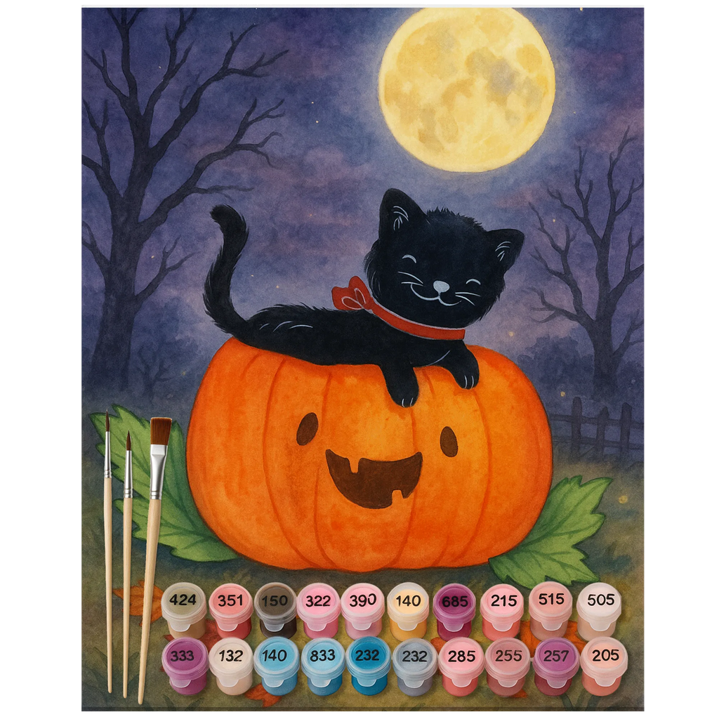 Malen nach Zahlen Schwarze Katze Design Künstler, Kunstwerk, Kreativität, DIY, Malen nach Zahlen, Malen, Baseln, Ausmalbild, Bastelidee, Halloween, Deko, Martinssingen, Dekoration, Geschenke, Schenken