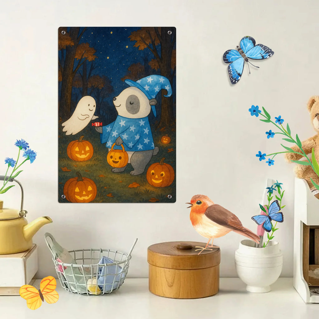 Malen nach Zahlen Metallschild Panda Zauberer Design Baseln, Ausmalbild, Künstler, DIY, Malen, Kreativität, Malen nach Zahlen, Kunstwerk, Bastelidee, Halloween, Deko, Martinssingen, Dekoration, Geschenke, Schenken, Panda, Süßes sonst gibt's saures, Trick or Treat, Halloween Deko, Zauberer, Gespenst