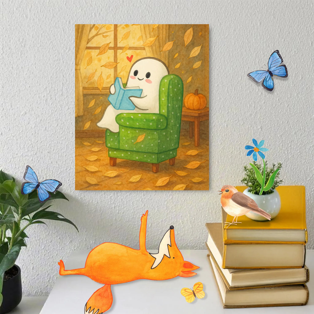 Paint by Numbers Ghost Book Design Baseln, Bastelidee, Kreativität, Ausmalbild, Künstler, Malen nach Zahlen, Malen, Kunstwerk, DIY, Halloween, Deko, Martinssingen, Dekoration, Geschenke, Schenken, gemütlich, Buch, Gespenst, Herbst