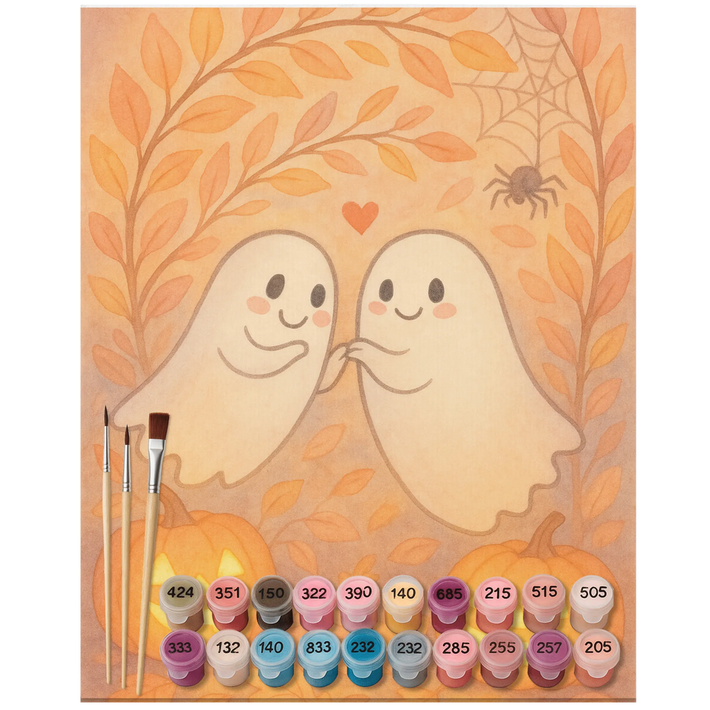 Malen nach Zahlen Gespenster  Liebe  Design Kunstwerk, Malen nach Zahlen, Malen, Kreativität, Baseln, Künstler, Ausmalbild, Bastelidee, DIY, Halloween, Deko, Martinssingen, Dekoration, Geschenke, Schenken, Gespenst, Verliebt, Paar