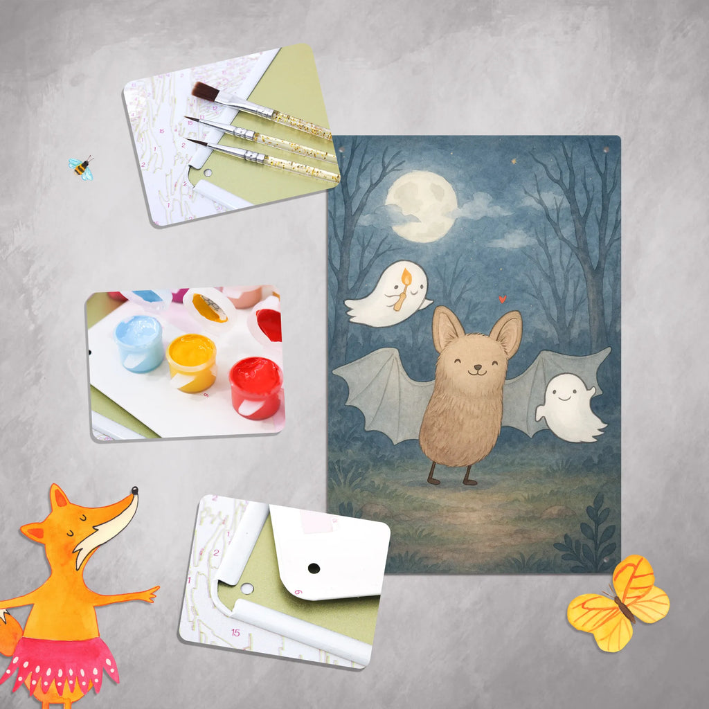 Malen nach Zahlen Metallschild Fledermaus Gespenster Design Künstler, Baseln, Malen, Kunstwerk, Malen nach Zahlen, DIY, Bastelidee, Ausmalbild, Kreativität, Halloween, Deko, Martinssingen, Dekoration, Geschenke, Schenken, Süßes sonst gibt's saures, Trick or Treat, Gespenster, Fledermaus, Halloween Deko