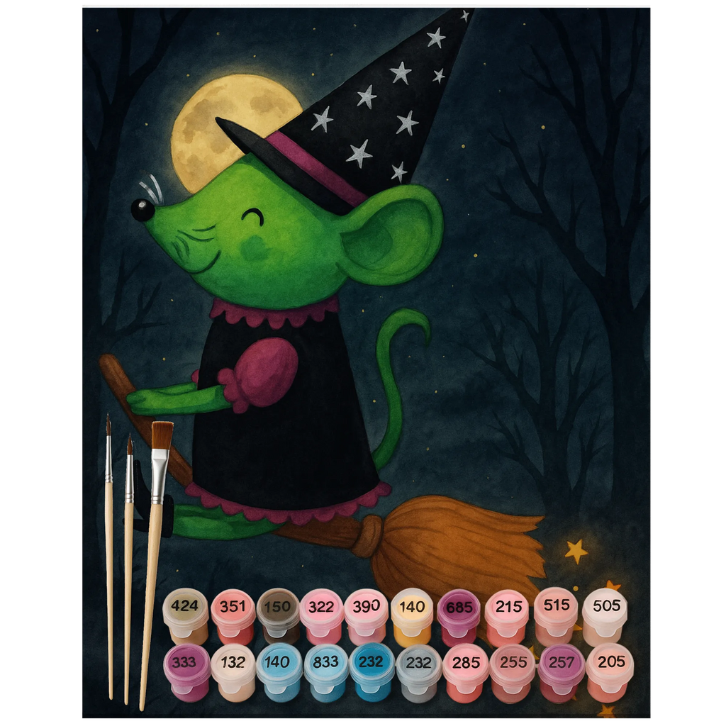 Malen nach Zahlen Hexe Fliegt Design DIY, Malen, Kreativität, Baseln, Künstler, Bastelidee, Malen nach Zahlen, Ausmalbild, Kunstwerk, Halloween, Deko, Martinssingen, Dekoration, Geschenke, Schenken