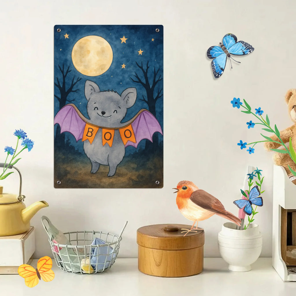 Malen nach Zahlen Metallschild Fledermaus Boo Design Ausmalbild, Kreativität, Malen nach Zahlen, Baseln, Bastelidee, Kunstwerk, Künstler, Malen, DIY, Halloween, Deko, Martinssingen, Dekoration, Geschenke, Schenken