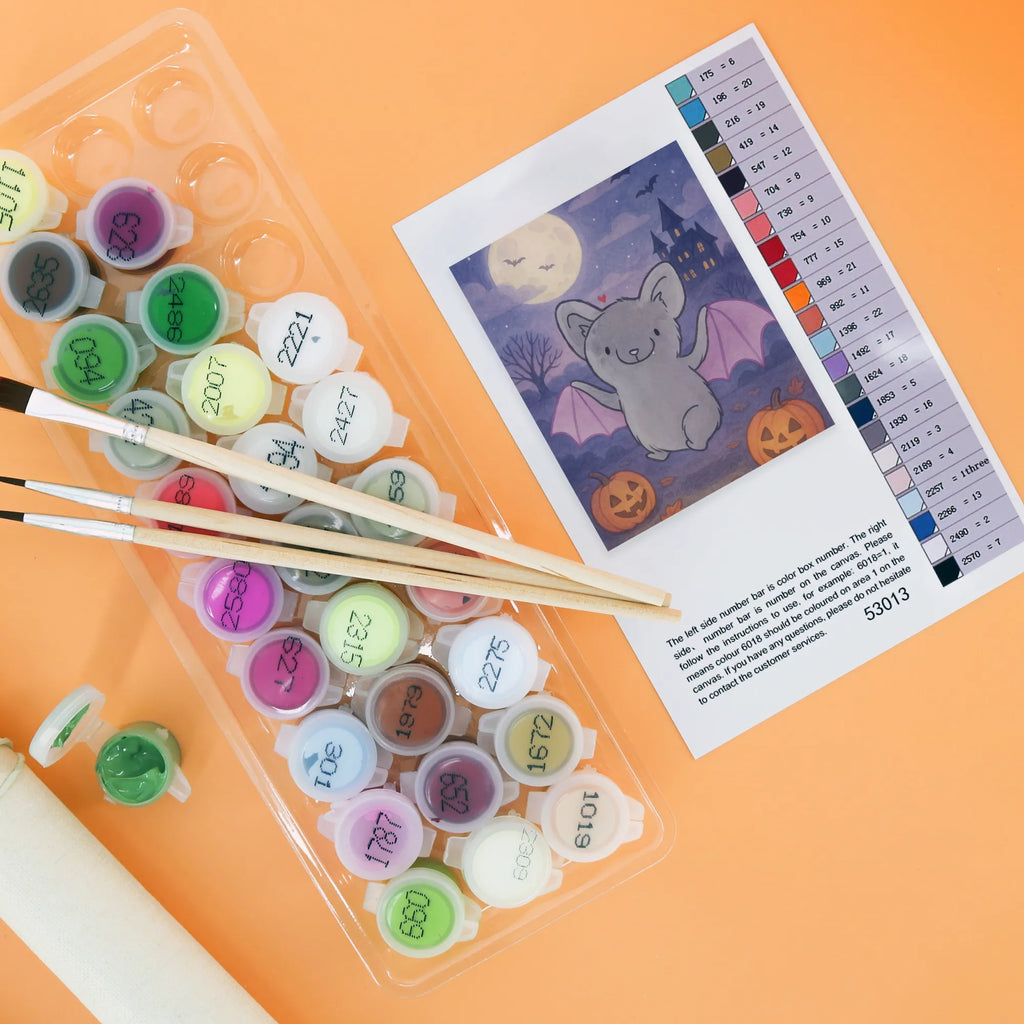 Paint by Numbers Bat Classic Design Kunstwerk, Ausmalbild, DIY, Malen nach Zahlen, Malen, Kreativität, Bastelidee, Künstler, Baseln, Halloween, Deko, Martinssingen, Dekoration, Geschenke, Schenken