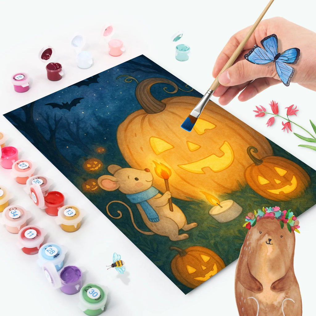 Malen nach Zahlen Kürbis Maus Design DIY, Kunstwerk, Bastelidee, Kreativität, Künstler, Malen nach Zahlen, Malen, Ausmalbild, Baseln, Halloween, Deko, Martinssingen, Dekoration, Geschenke, Schenken, Kerzen, Trick or Treat, Halloween Deko, Süßes sonst gibt's saures, Maus, Kürbis