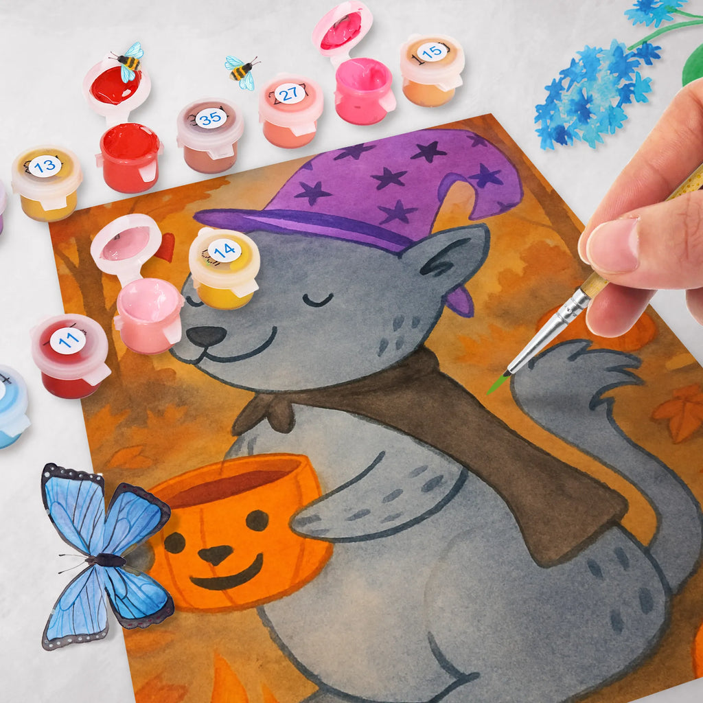 Malen nach Zahlen Kater Kaffee Design Bastelidee, Kreativität, Malen nach Zahlen, Kunstwerk, Ausmalbild, Malen, Baseln, DIY, Künstler, Halloween, Deko, Martinssingen, Dekoration, Geschenke, Schenken, Hexe, Magie, Kaffee, Kater