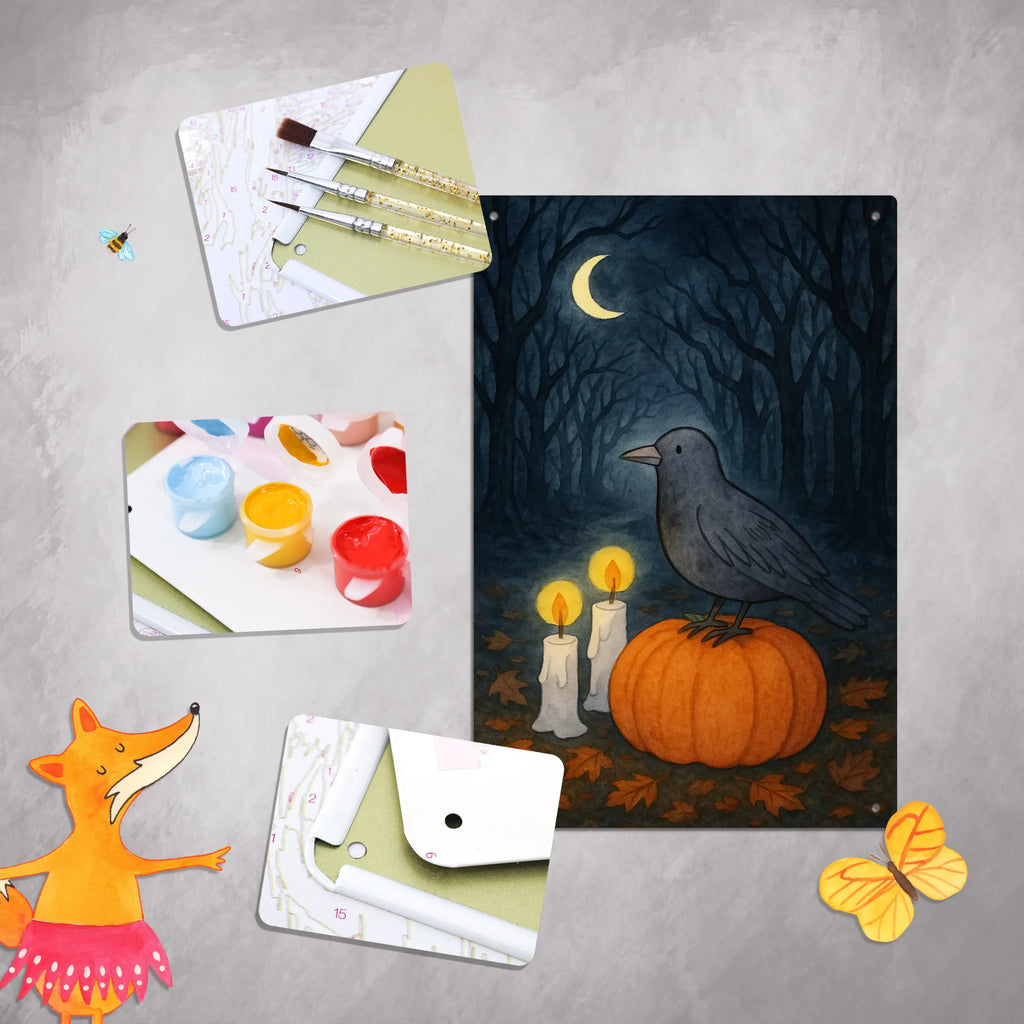 Malen nach Zahlen Metallschild Krähe Halloween Design Malen, Künstler, Baseln, Kreativität, Bastelidee, DIY, Ausmalbild, Malen nach Zahlen, Kunstwerk, Halloween, Deko, Martinssingen, Dekoration, Geschenke, Schenken