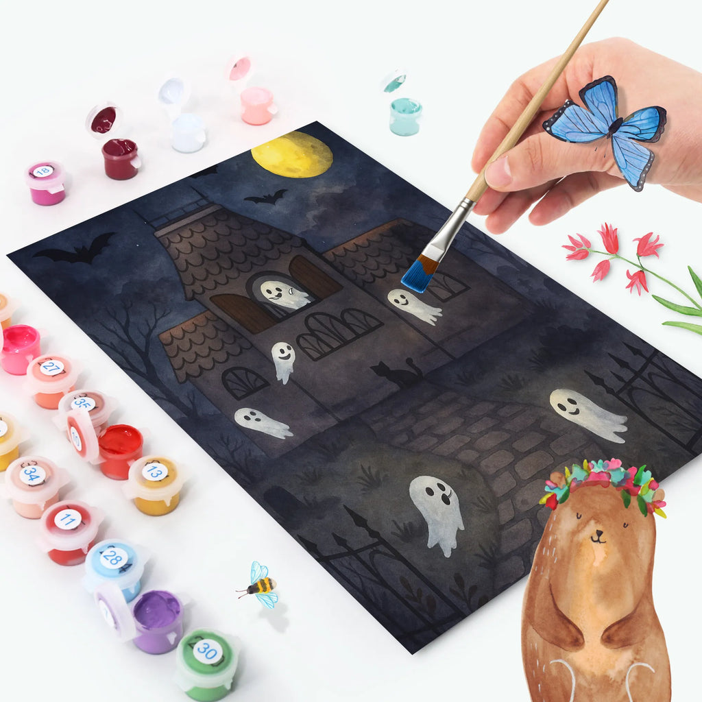 Paint by Numbers Ghosts Villa Design Kreativität, Baseln, Kunstwerk, Malen, Künstler, DIY, Ausmalbild, Malen nach Zahlen, Bastelidee, Halloween, Deko, Martinssingen, Dekoration, Geschenke, Schenken
