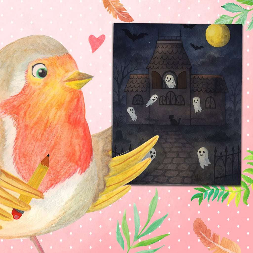 Paint by Numbers Ghosts Villa Design Kreativität, Baseln, Kunstwerk, Malen, Künstler, DIY, Ausmalbild, Malen nach Zahlen, Bastelidee, Halloween, Deko, Martinssingen, Dekoration, Geschenke, Schenken