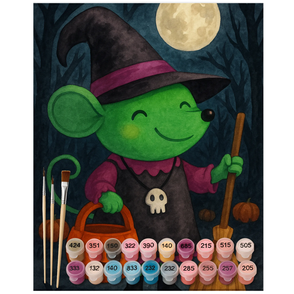 Paint by Numbers Mouse Witch Design Halloween, decoration, Martin singing, decor, gifts, giving