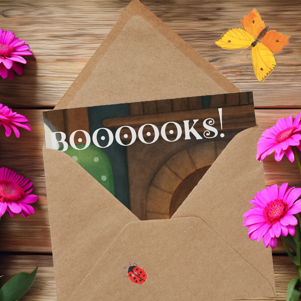 Karte Gespenst  Buch  Design Grußkarte, Einladungskarte, Dankeskarte, geburtskarte, Glückwunschkarte, abschiedskarte, Gutscheinkarte, weihnachtskarte, sprüche karten, Hochwertige Grußkarte, Karte, Hochwertige Klappkarte, Hochzeitskarte, Geburtstagskarte, lustige karten, Klappkarte, quadratische karte, Geschenkkarte, Dekoration, Geschenke, Schenken, Deko, Halloween, Martinssingen, gemütlich, Buch, Gespenst, Herbst