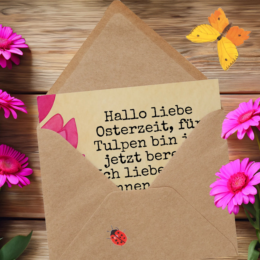 Deluxe Card Rabbit Tulips Design Easter bunny