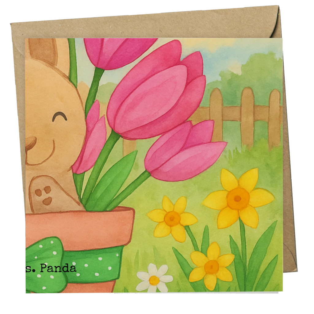 Deluxe Card Rabbit Tulips Design Easter bunny