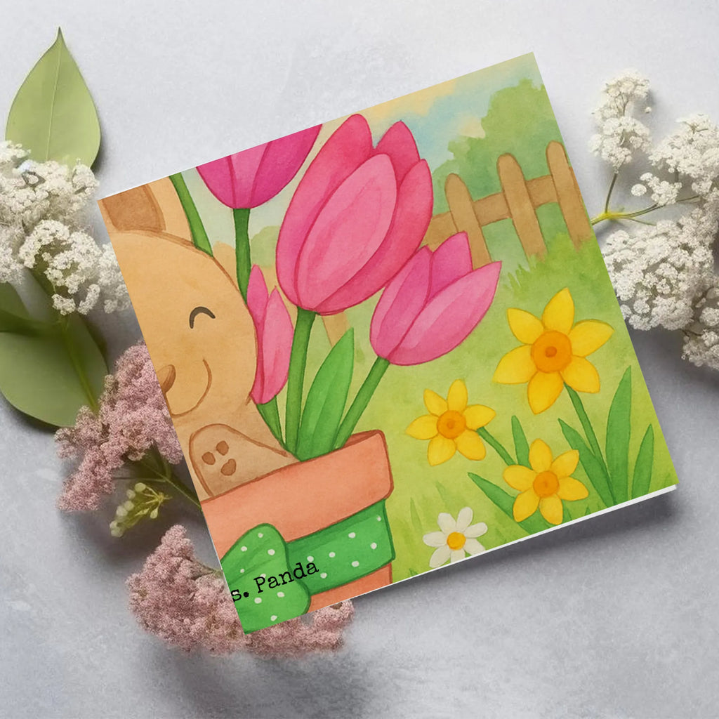 Deluxe Card Rabbit Tulips Design Easter bunny