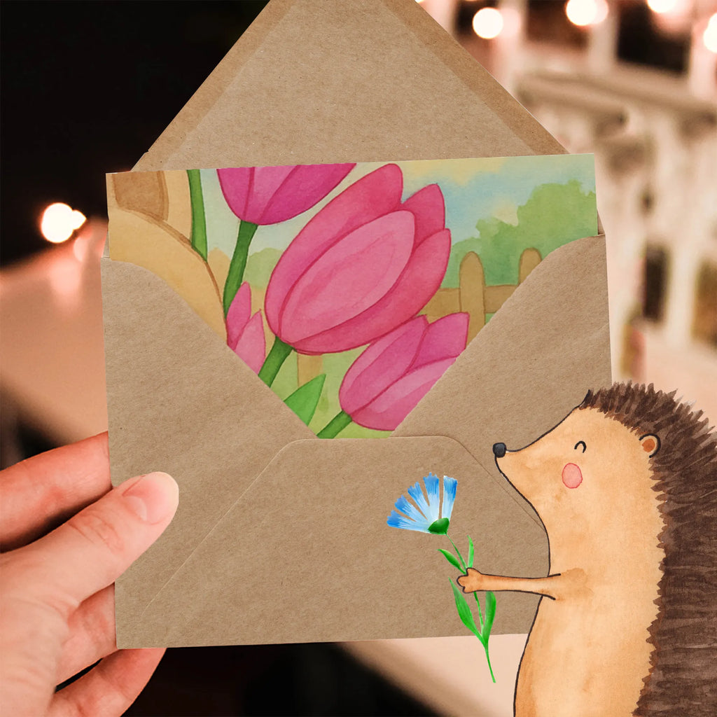 Deluxe Card Rabbit Tulips Design Easter bunny