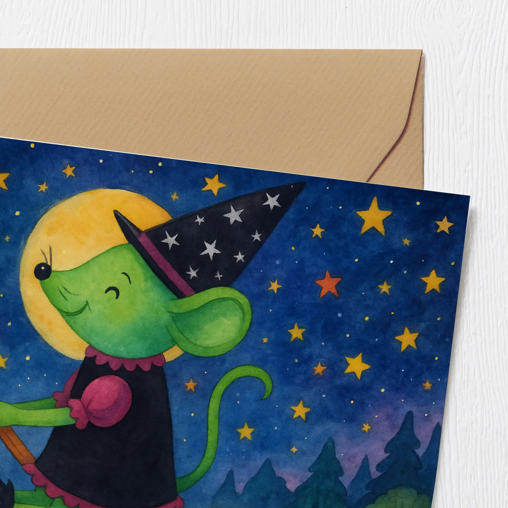 Deluxe Karte Hexe Fliegt Design weihnachtskarte, Hochwertige Grußkarte, Karte, quadratische karte, Geburtstagskarte, sprüche karten, Glückwunschkarte, Dankeskarte, abschiedskarte, Einladungskarte, Hochzeitskarte, Grußkarte, Gutscheinkarte, Geschenkkarte, Klappkarte, lustige karten, geburtskarte, Hochwertige Klappkarte, Dekoration, Geschenke, Schenken, Deko, Halloween, Martinssingen