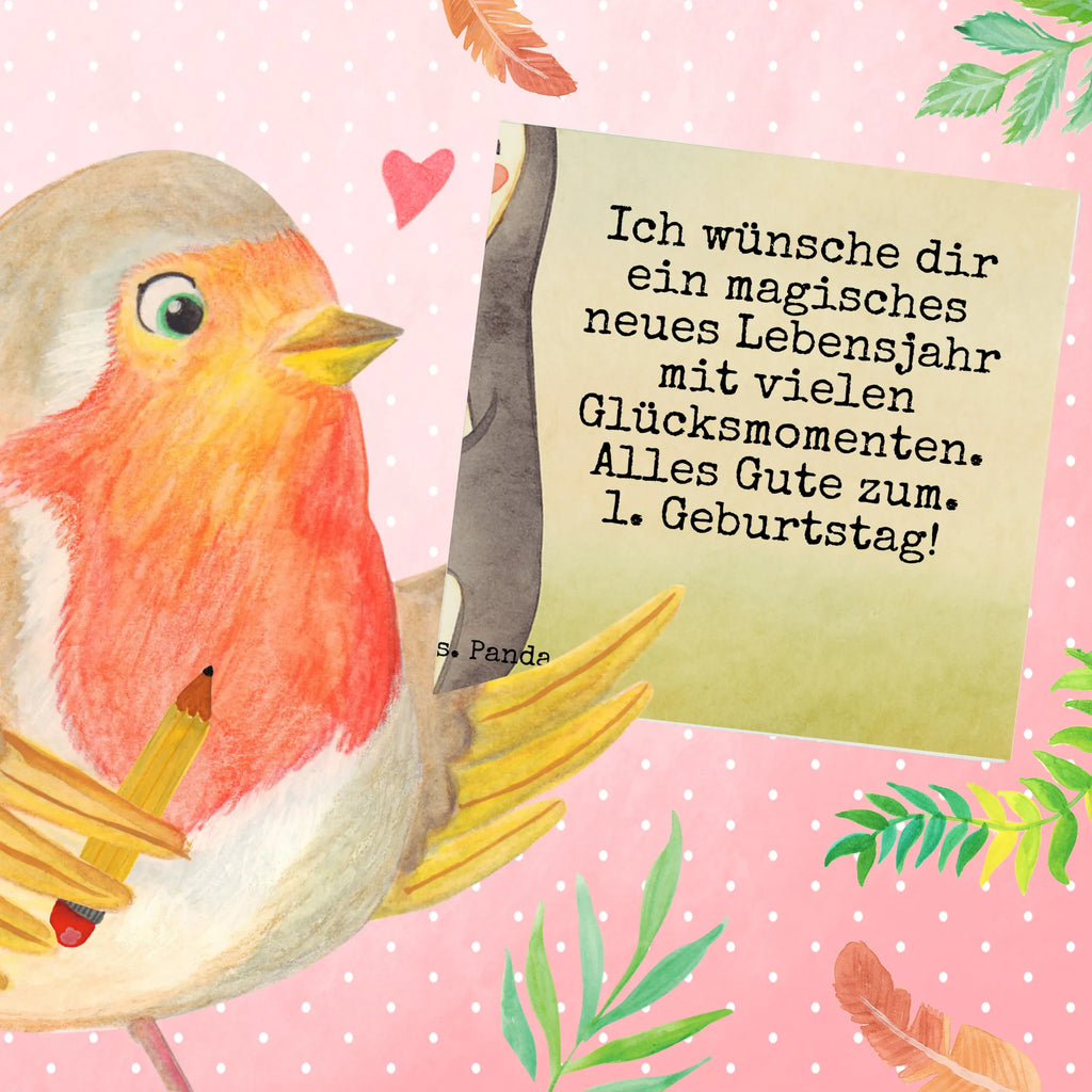 Karta Deluxe Pierwsze urodziny Pingwin balon Design Urodziny, prezent urodzinowy, prezent