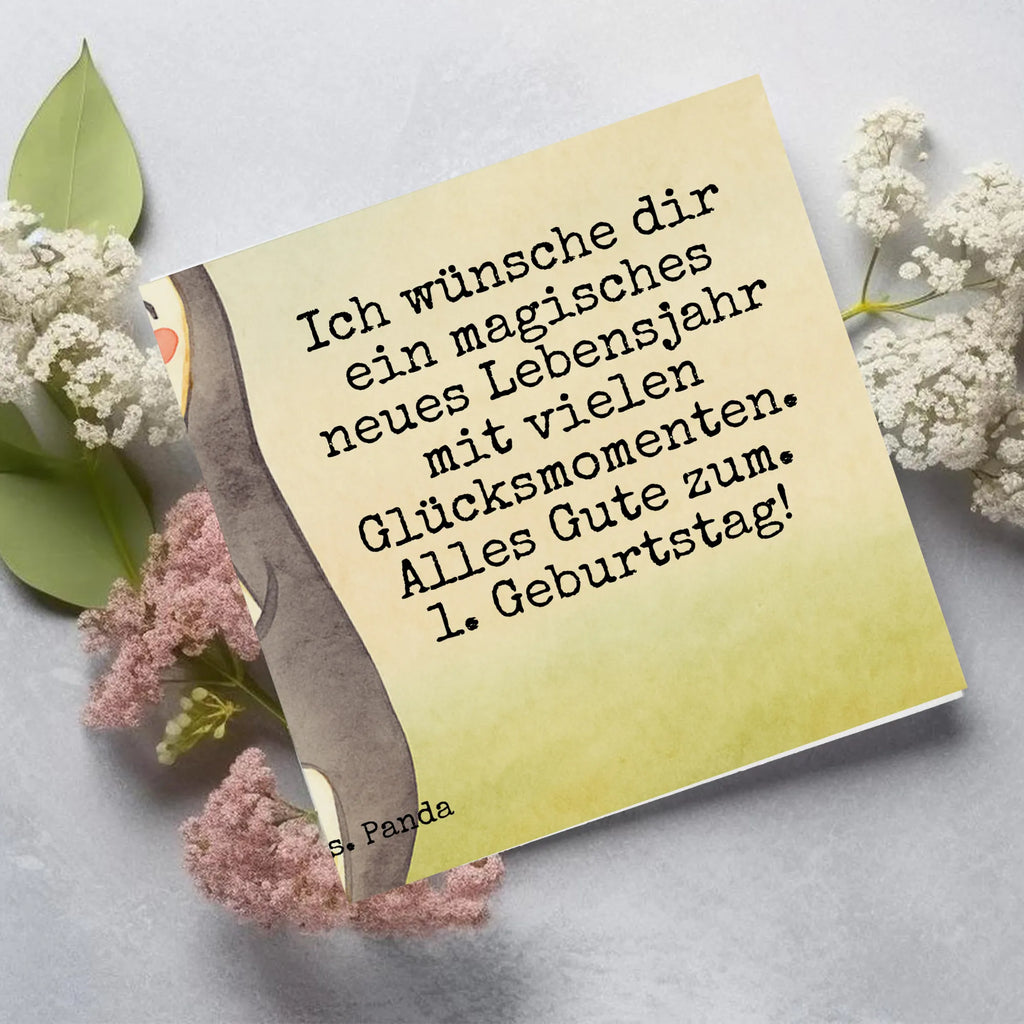 Karta Deluxe Pierwsze urodziny Pingwin balon Design Urodziny, prezent urodzinowy, prezent