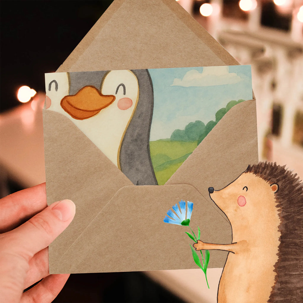 Karta Deluxe Pierwsze urodziny Pingwin balon Design Urodziny, prezent urodzinowy, prezent