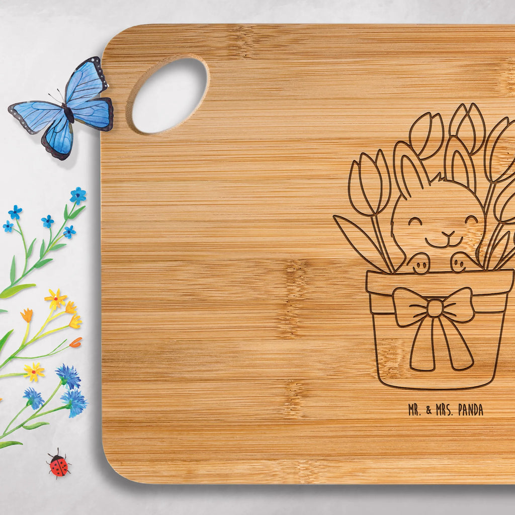 Bamboo chopping board Rabbit Tulips Easter bunny