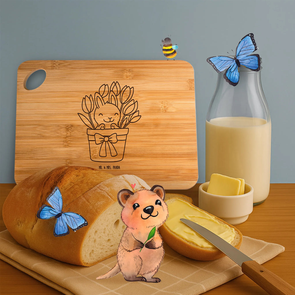 Bamboo chopping board Rabbit Tulips Easter bunny