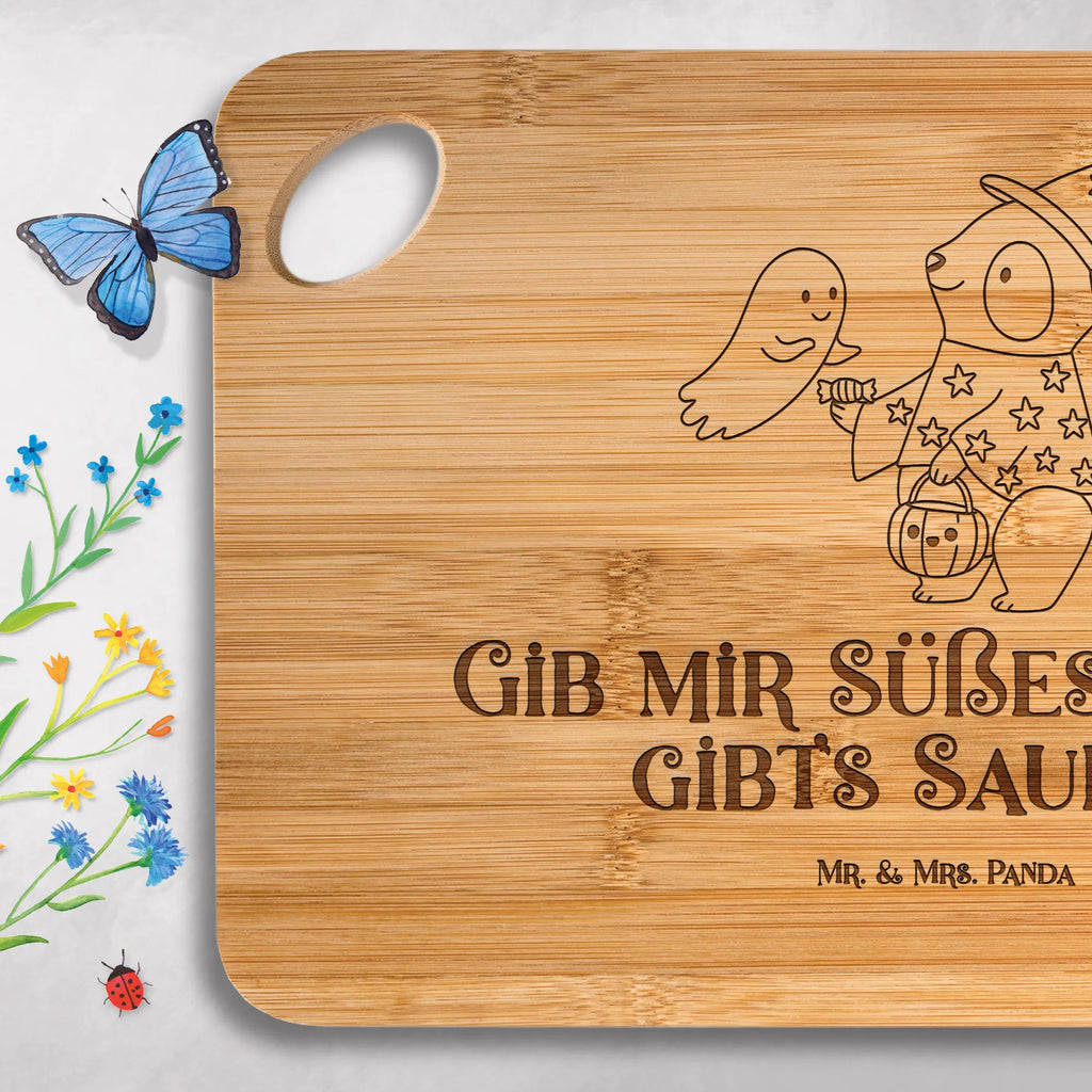 Schneidebrett Panda Zauberer Holzbrett, Frühstücksbrett, Servierbrett, Küchenbrett, Holzbrettchen, Hackbrett, Schneidebrett, Brett, Dekoration, Geschenke, Schenken, Deko, Halloween, Martinssingen, Halloween Deko, Gespenst, Süßes sonst gibt's saures, Zauberer, Panda, Trick or Treat