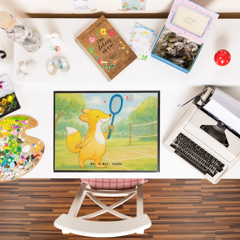 Schreibtischunterlage Fuchs Federball spielen Design Unterlage, Schreibtisch Matte, Schreibtischauflage, Schreibwaren, Bürobedarf, Schreibunterlage, Auflage, Schreibtischunterlage Groß, Matte, Büroartikel, Schreibtisch Unterlagen, Geschenk, Schenken, Sport, Sportart, Hobby, Danke, Dankeschön, Auszeichnung, Gewinn, Sportler, Federball spielen, Badminton