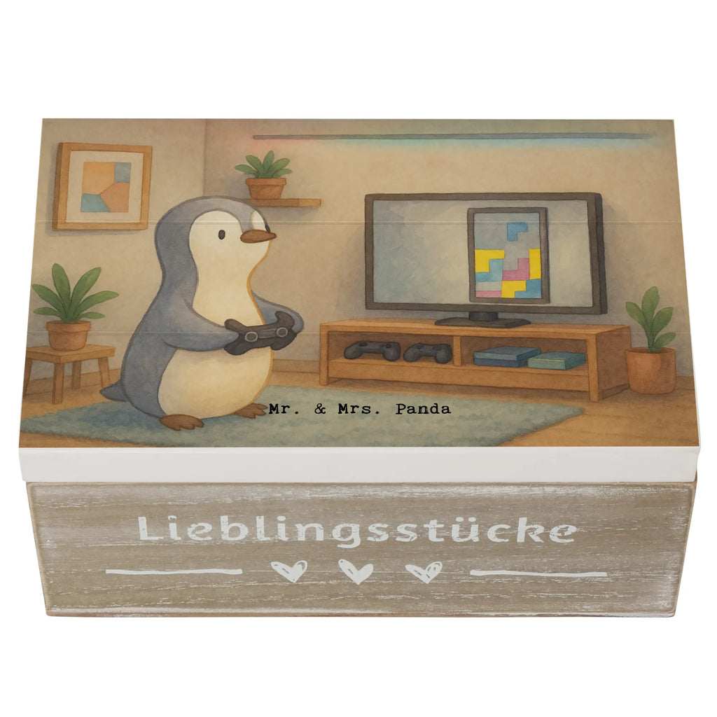 Wooden chest penguin Gamble Design Gift, giving, thank you, award, profit, athlete, Gambling, video games