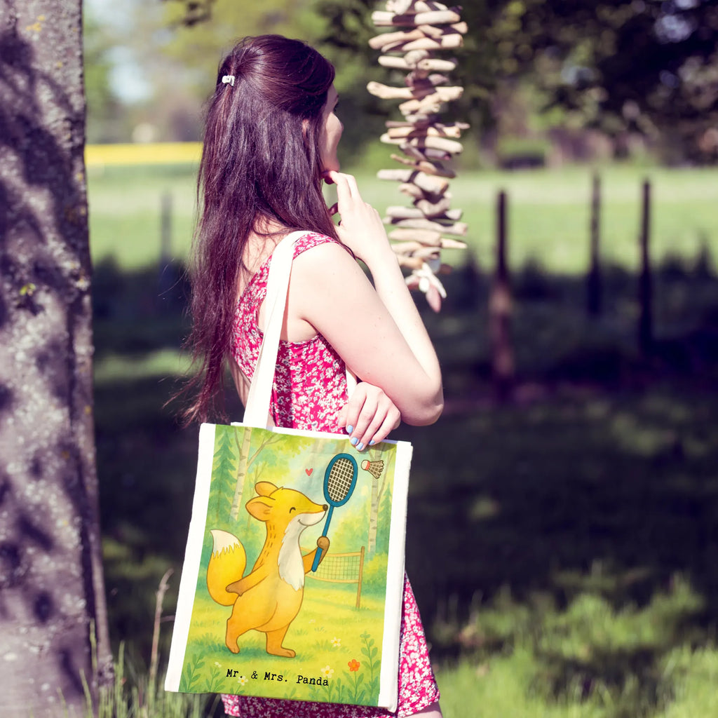 Tote bag Fox play badminton Design Gift, giving, thank you, award, profit, athlete, Play shuttlecock