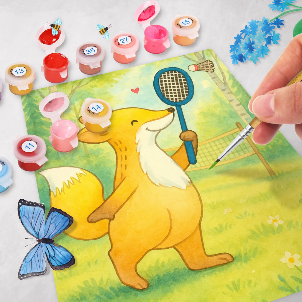 Malowanie według numerów lis grać w badmintona Design Prezent, Dyscyplina sportowa, Darować, Dziękuję, Dzięki, Wyróżnienie, Wygrana, Sportowiec